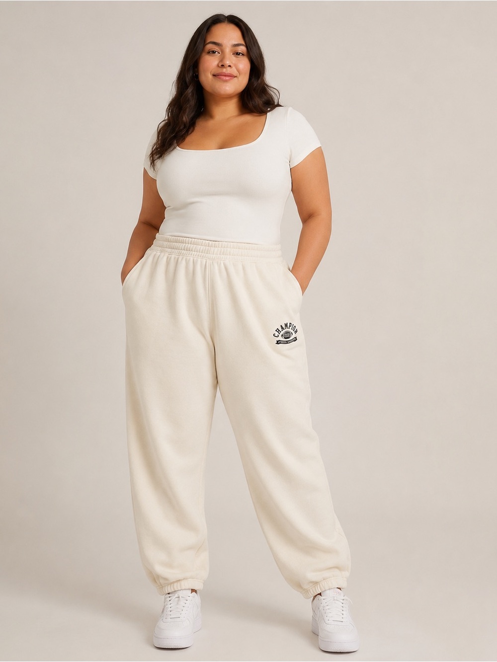 Champion Women’s Cream Fleece Loose-Fit Jogger Sweatpants Size XXL New With Tags